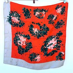 Christian Dior Authentic Silk Scarf Paint Splash Red Square Y2K Hand Rolled Edge